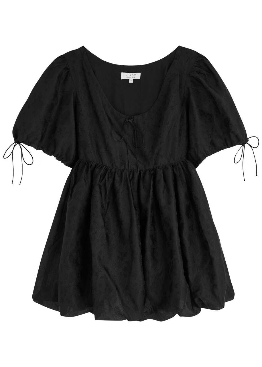 Sister Jane Coco Floral-jacquard Organza Mini Dress Black