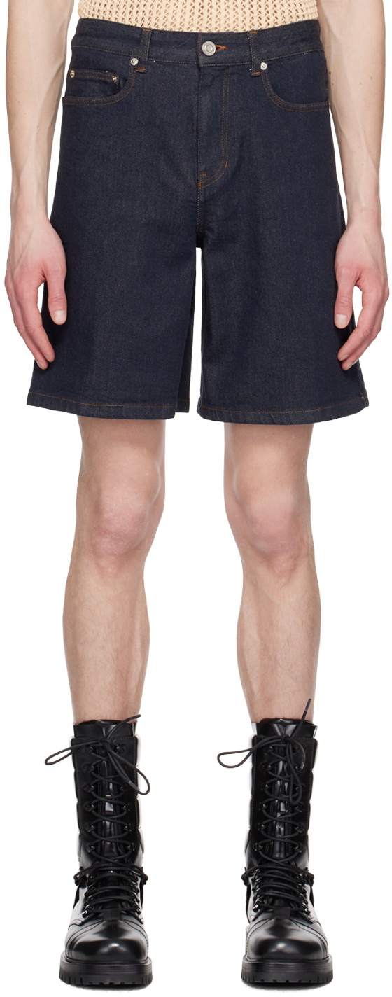5 Pocket Denim Shorts - Navy/White