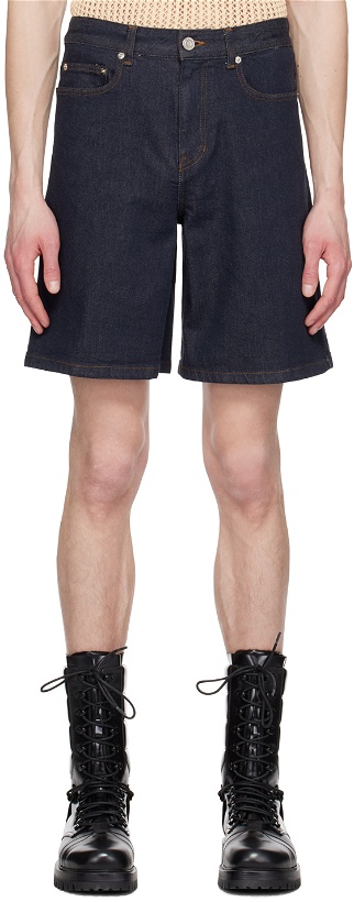 Photo: System Navy Five-Pocket Denim Shorts