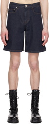 System Navy Five-Pocket Denim Shorts