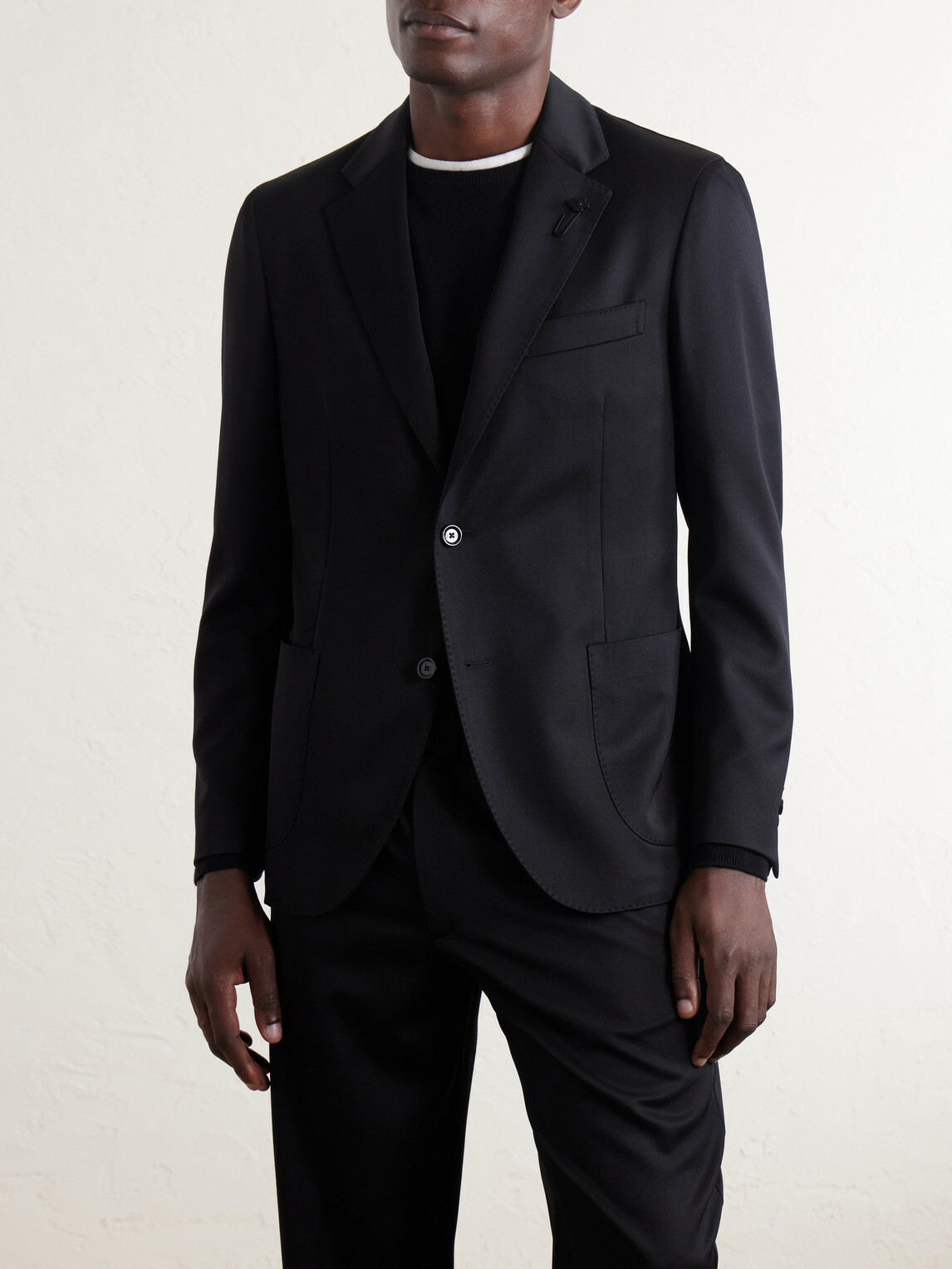 Lardini - Wool-Gabardine Suit Jacket - Black