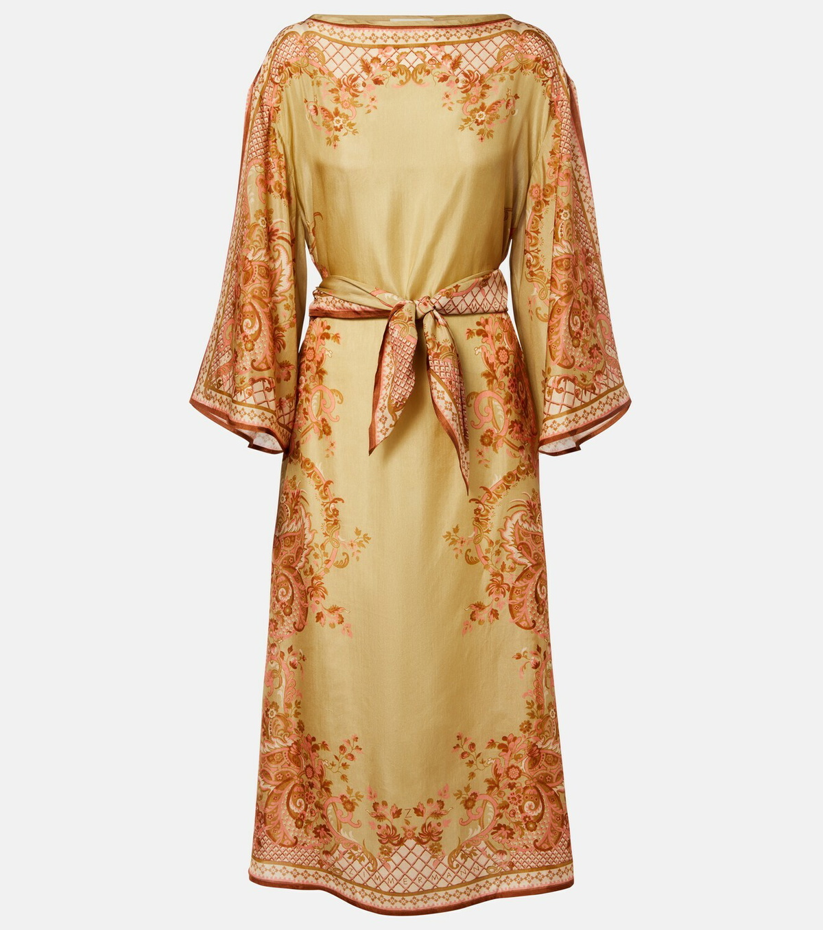 Zimmermann Belted printed silk midi dress