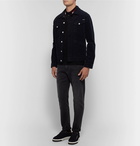 Dolce & Gabbana - Stripe-Trimmed Appliquéd Cotton-Piqué Polo Shirt - Men - Black