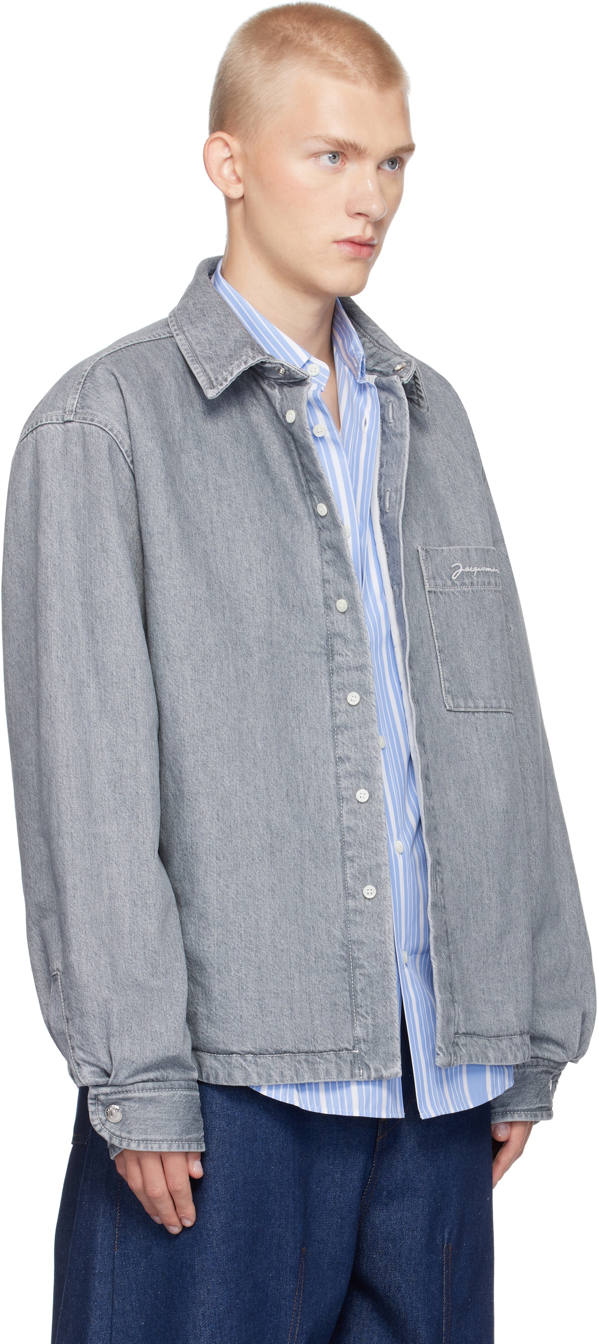JACQUEMUS Gray La Casa 'La chemise Boulanger' Denim Jacket Jacquemus