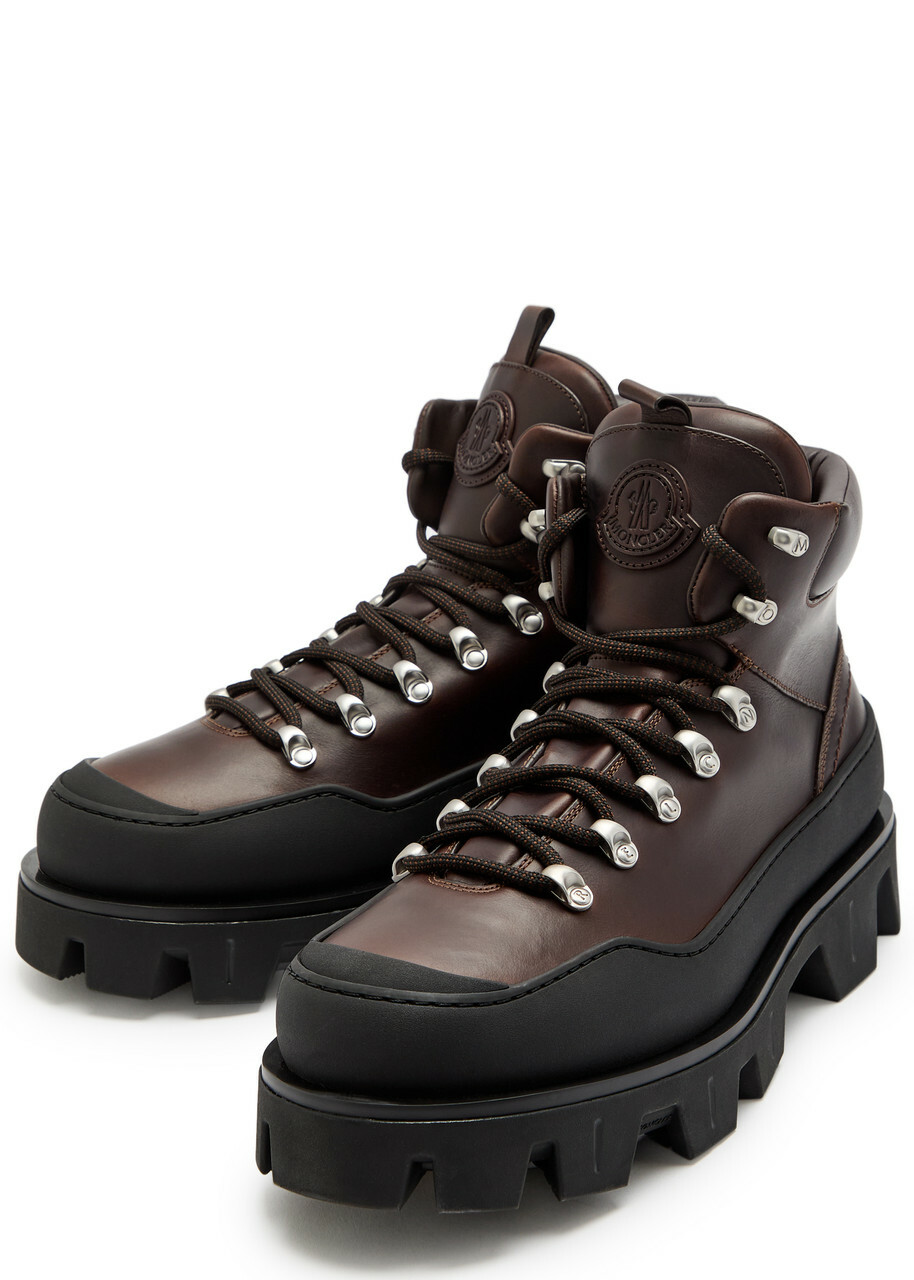 Moncler Grenoble Peak Trek Leather Hiking Boots Brown