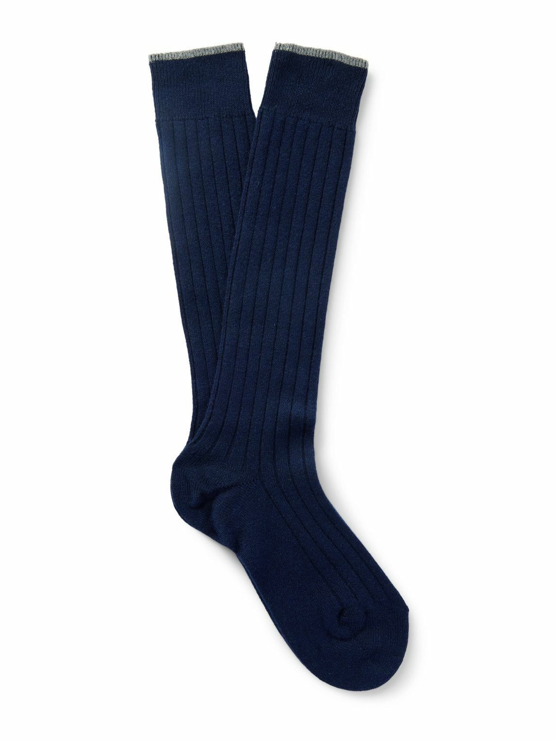 Brunello Cucinelli - Ribbed Cashmere Socks - Blue