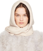 Yves Salomon Off-White Cashmere & Wool Hooded Scarf