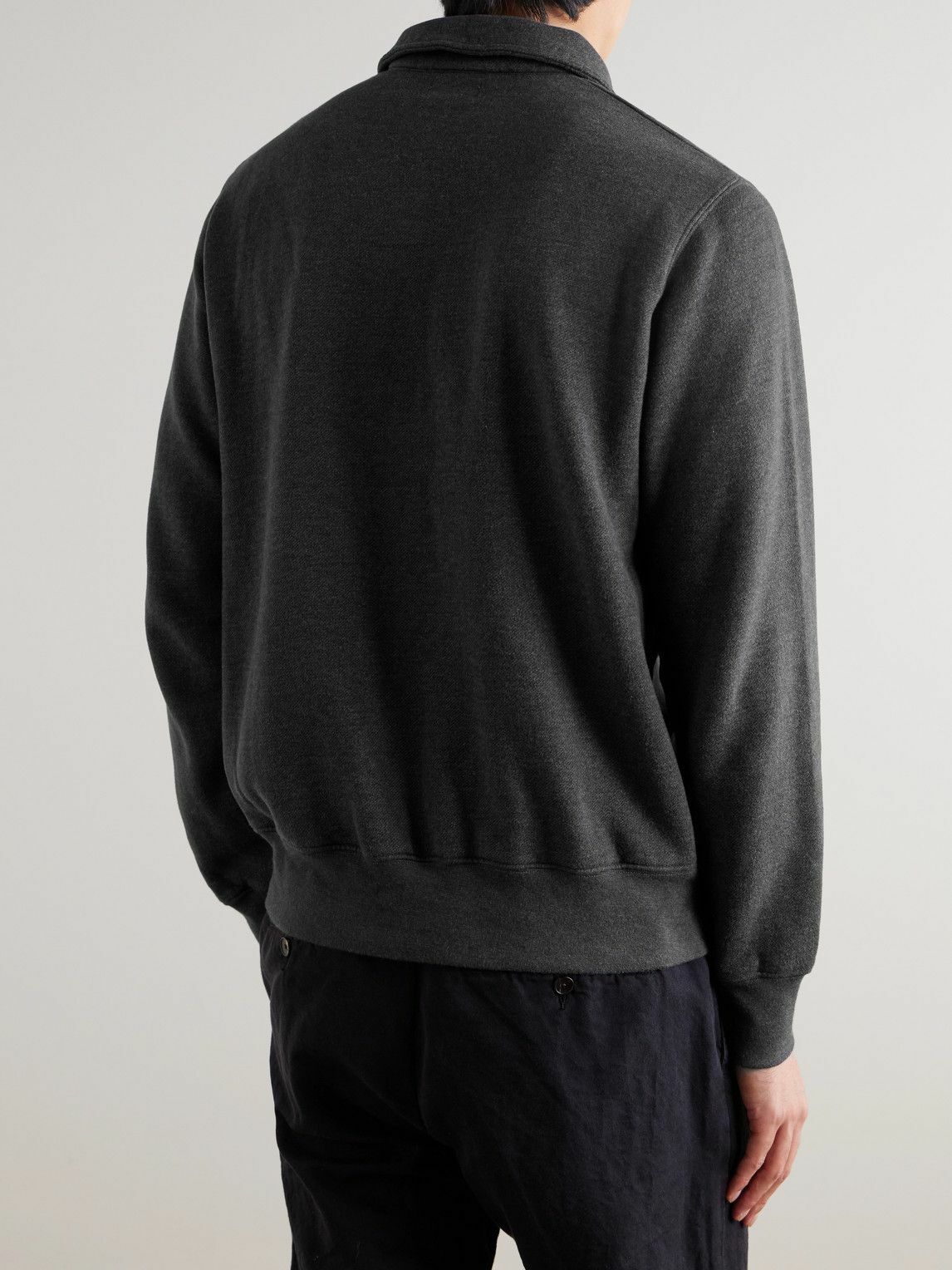 Hartford - Cotton-Blend Jersey Half-Zip Sweatshirt - Gray