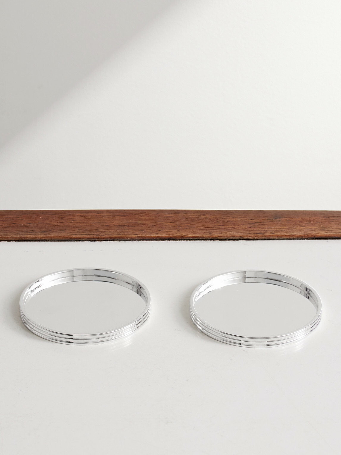 Christofle - KT Set of Two Silver-Plated Glass Coasters