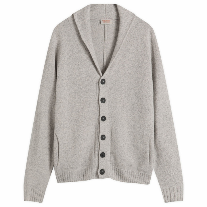 Photo: John Smedley Men's Rockford Cashmere Shawl Collar Cardigan in Polar