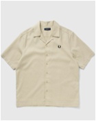 Fred Perry Pique Texture Revere Collar Shirt Beige - Mens - Shortsleeves