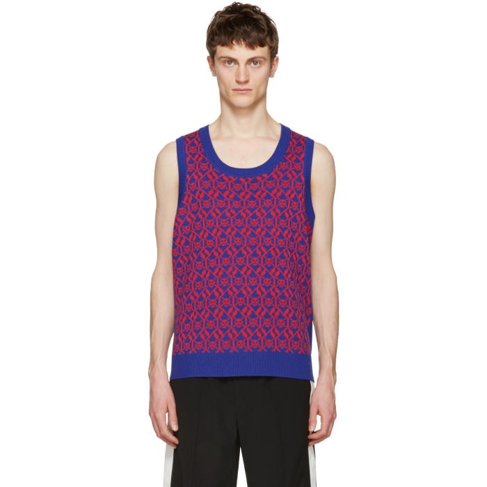 Photo: Gucci Blue and Red Exit 32 Inchiostro Vest