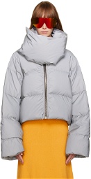 Rick Owens Gray Funnel Neck Down Jacket