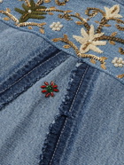 Kartik Research - Panelled Embellished Upcycled Denim Jacket - Blue