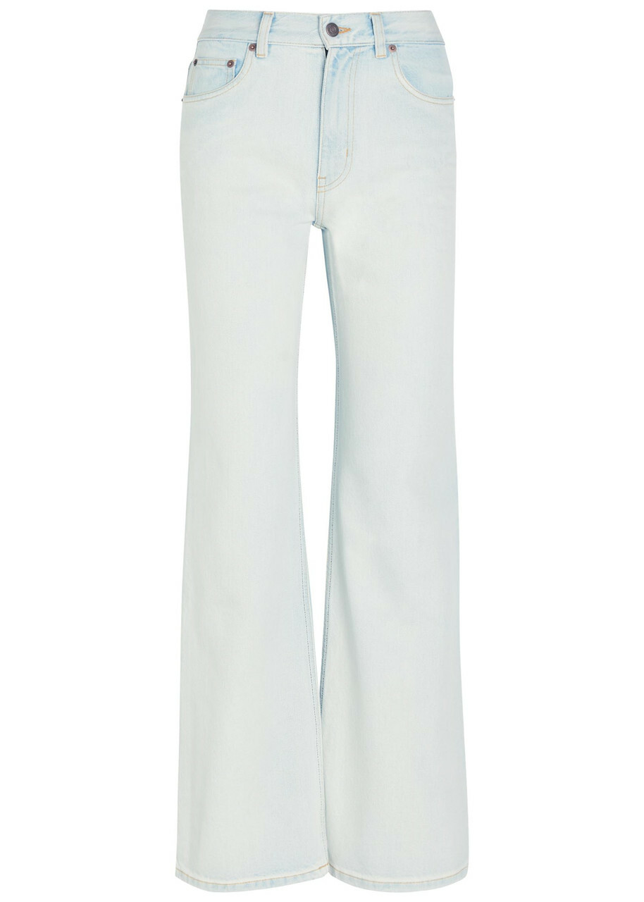Chloe Embroidered Flared-leg Jeans Light Blue