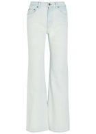 Chloe Embroidered Flared-leg Jeans Light Blue