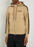 Moncler Striped-trim Hooded Cotton Sweatshirt Beige
