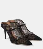 Malone Souliers Maureen 85 leather-trimmed lace mules