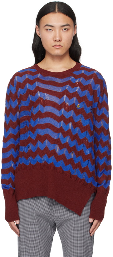 Photo: Vivienne Westwood Burgundy & Blue Drunken Chevron Sweater