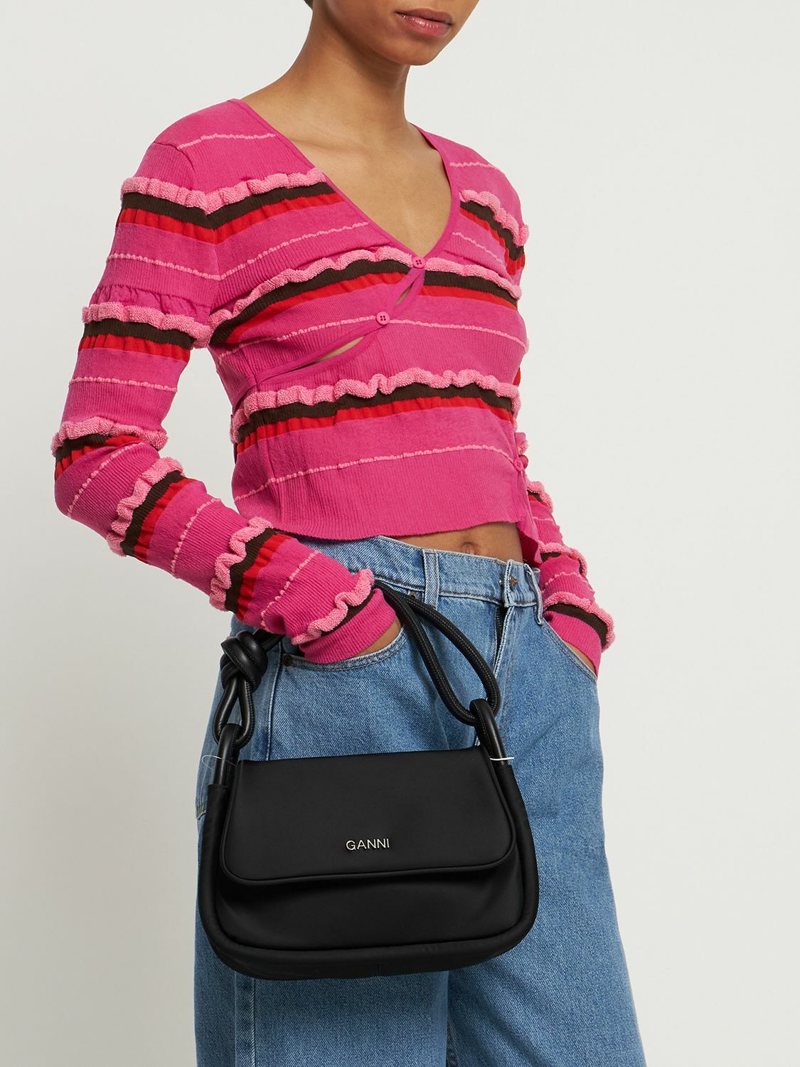 ☆GANNI☆BLACK KNOT FLAP OVER BAG トートバッグ GANNI A4745 Knot Flap Over Bag, 099 Black