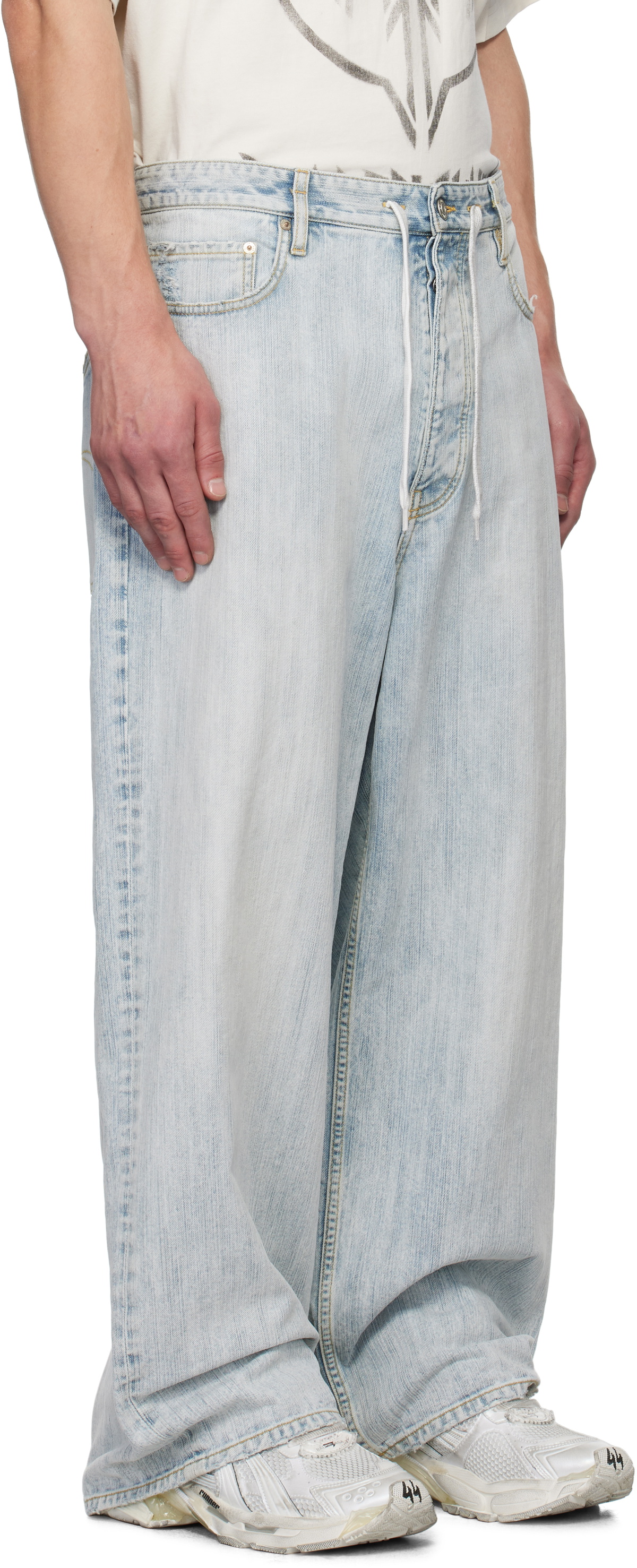 Balenciaga Blue Bleached Ring Baggy Jeans