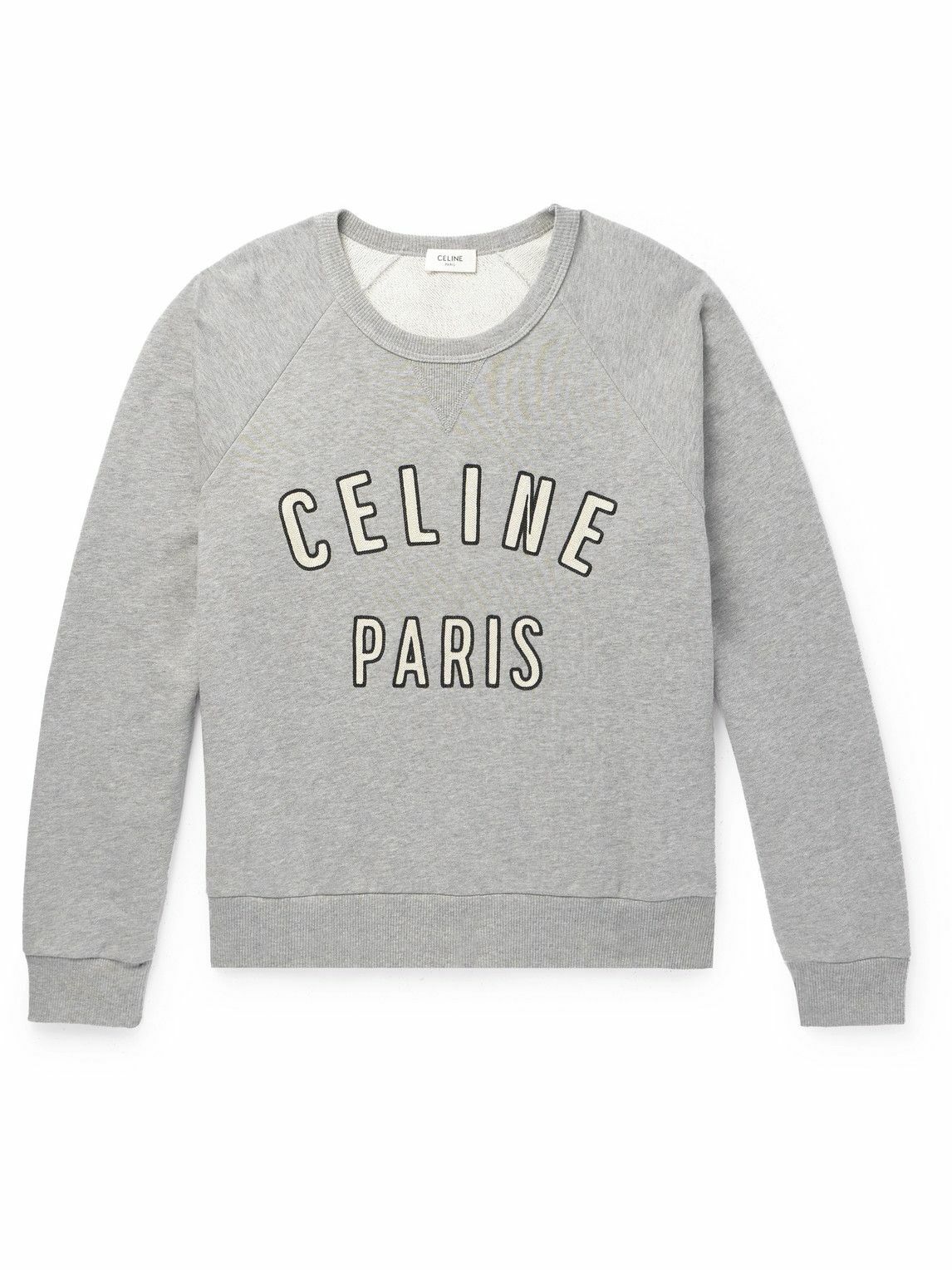 CELINE - Logo-Appliquéd Cotton-Blend Jersey Sweatshirt - Gray