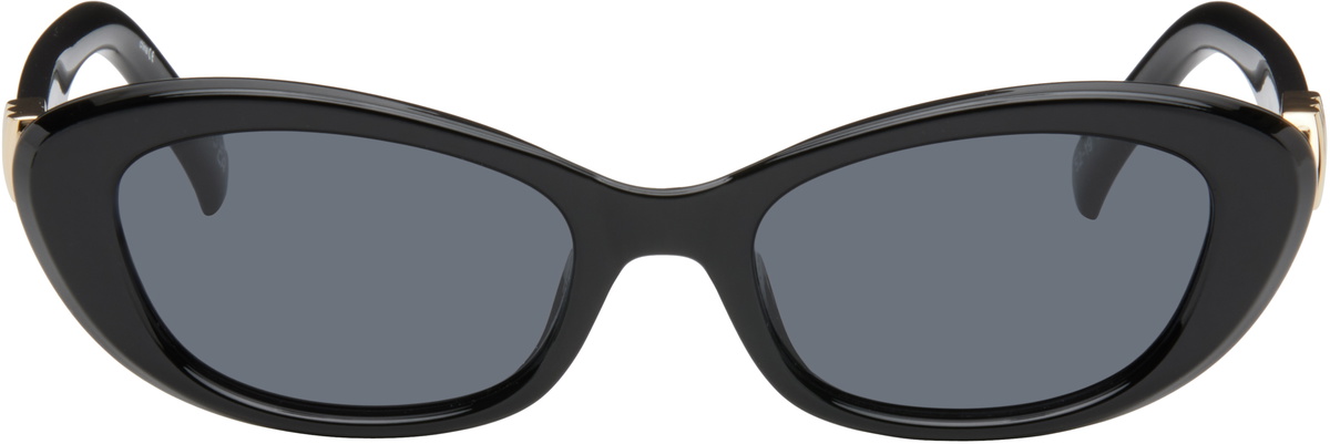 【関税込み】Le Specs ブラック Tailfin サングラス Tailfin Black Female Wrap Sunglasses | Le Specs