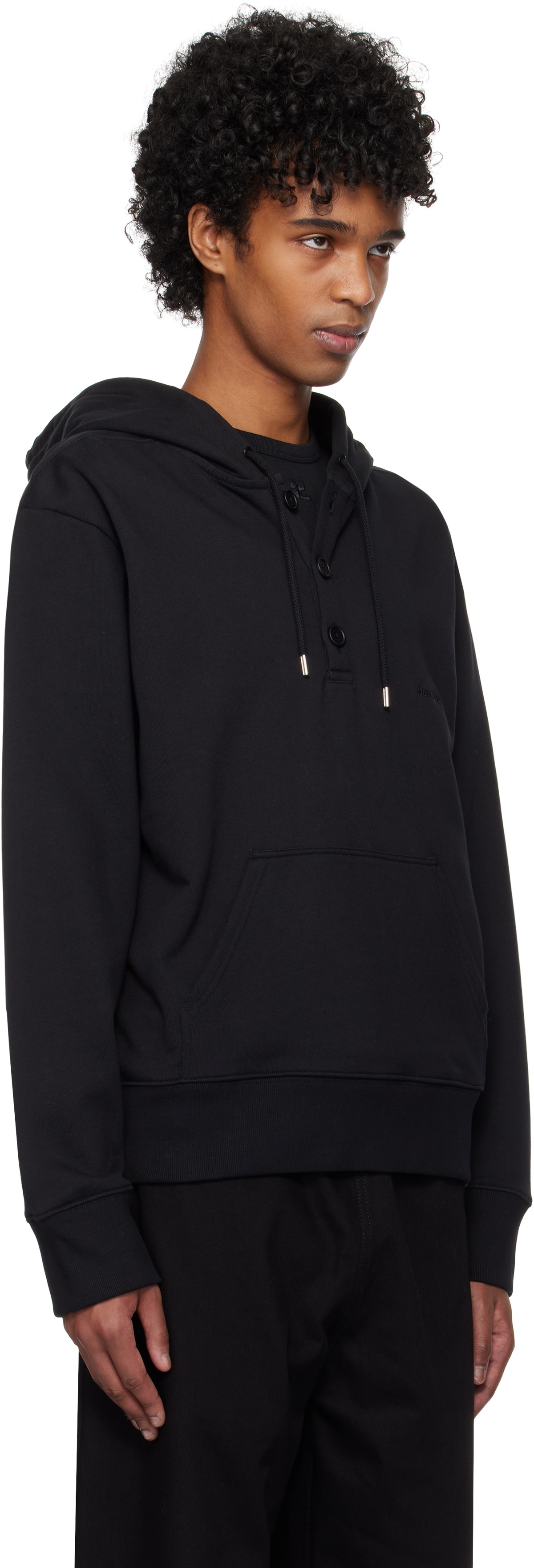 Courrèges Black Buttoned Hoodie