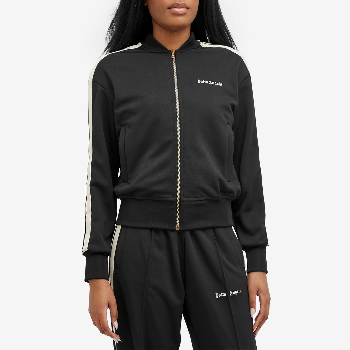ジャケット PALM ANGELS Women Jackets PWEN032E23FAB001 1076 black PALMS JACQUARD TRACK JKT BLACK - OFF WHI in BLACK - OFF