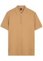 Boss Close-knit Cotton Polo Shirt Brown