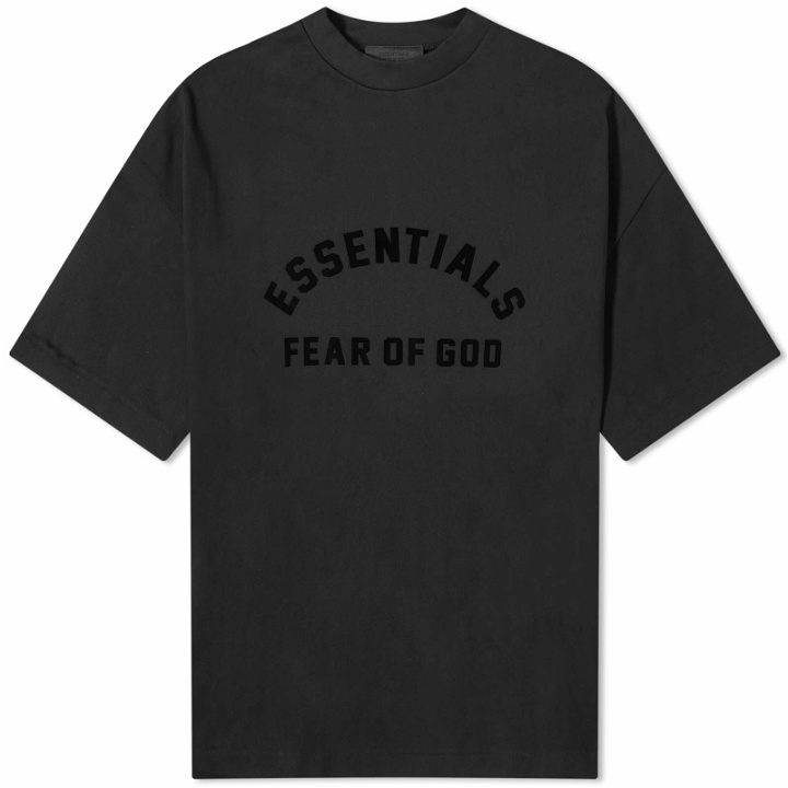Photo: Fear of God ESSENTIALS Men's Spring Printed Logo T-Shirt in Jet Black