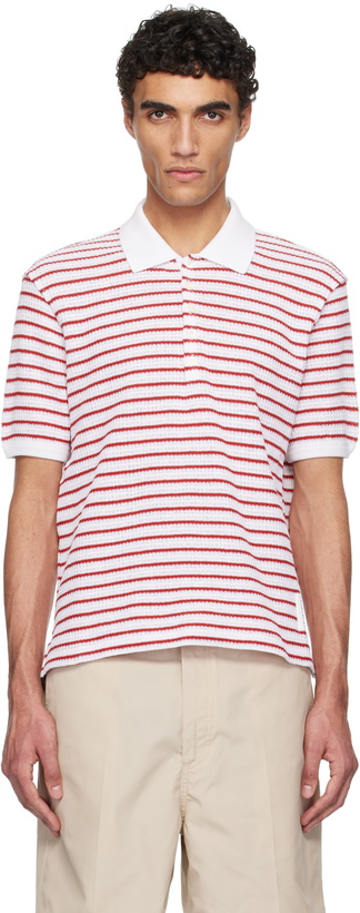 Thom Browne White Beaded Tennis Player Cuban Shirt Thom Browne