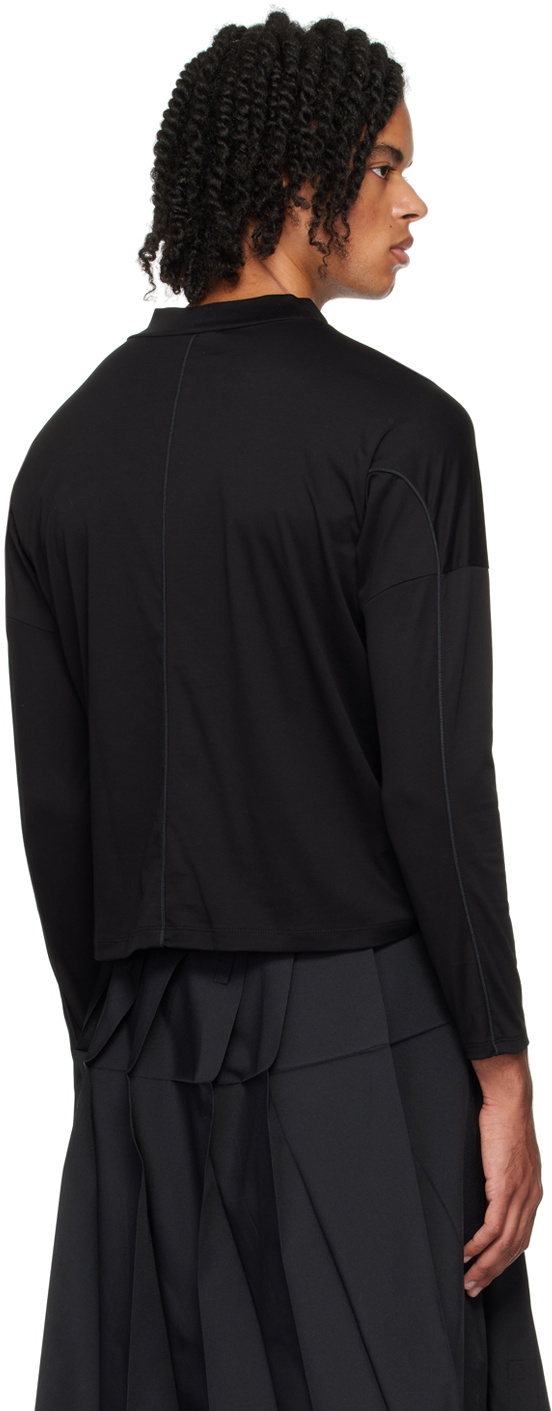132 5. ISSEY MIYAKE Black Mock Neck Long Sleeve T-Shirt