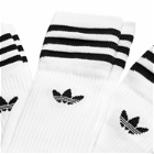 Adidas Solid Crew Sock White - Mens - Socks