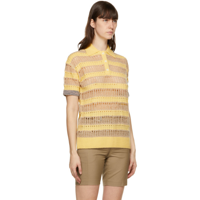 Andersson Bell Yellow and Beige Wool Bubble Knit Moana Polo