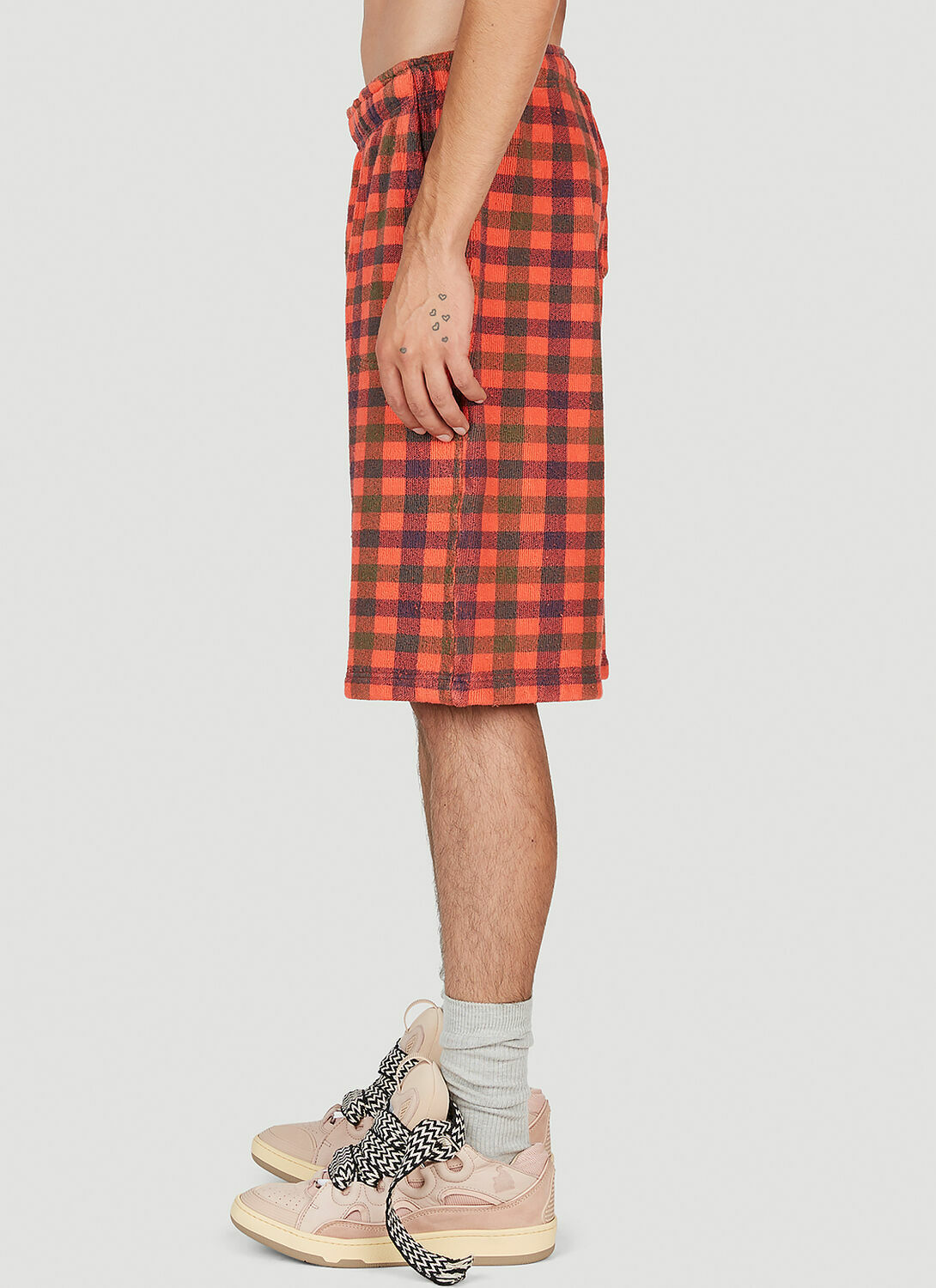 ERL Check Print Fleece-Jersey Bermuda Shorts