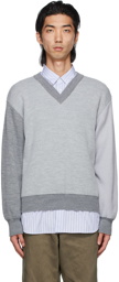 Comme des Garçons Shirt Grey Lochaven Of Scotland Edition Colorblocked V-Neck Sweater