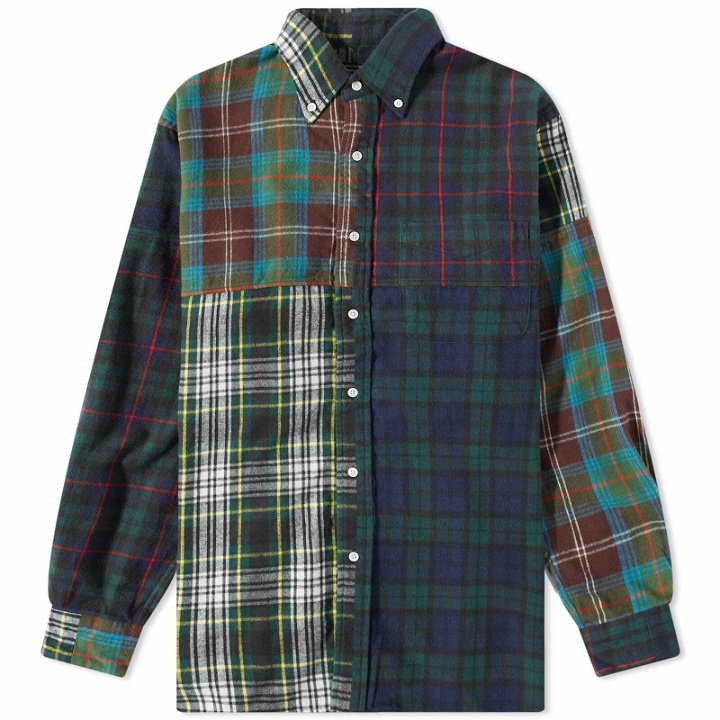 Photo: END. x Beams Plus 'Ivy League' Button Down Flannel Check Panel Shirt in Multi
