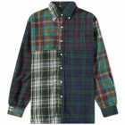 END. x Beams Plus 'Ivy League' Button Down Flannel Check Panel Shirt in Multi