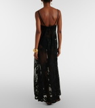 Juliet Dunn Embroidered sheer cotton midi dress