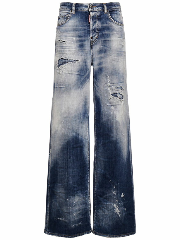 Photo: DSQUARED2 Traveler Denim Distressed Wide Jeans