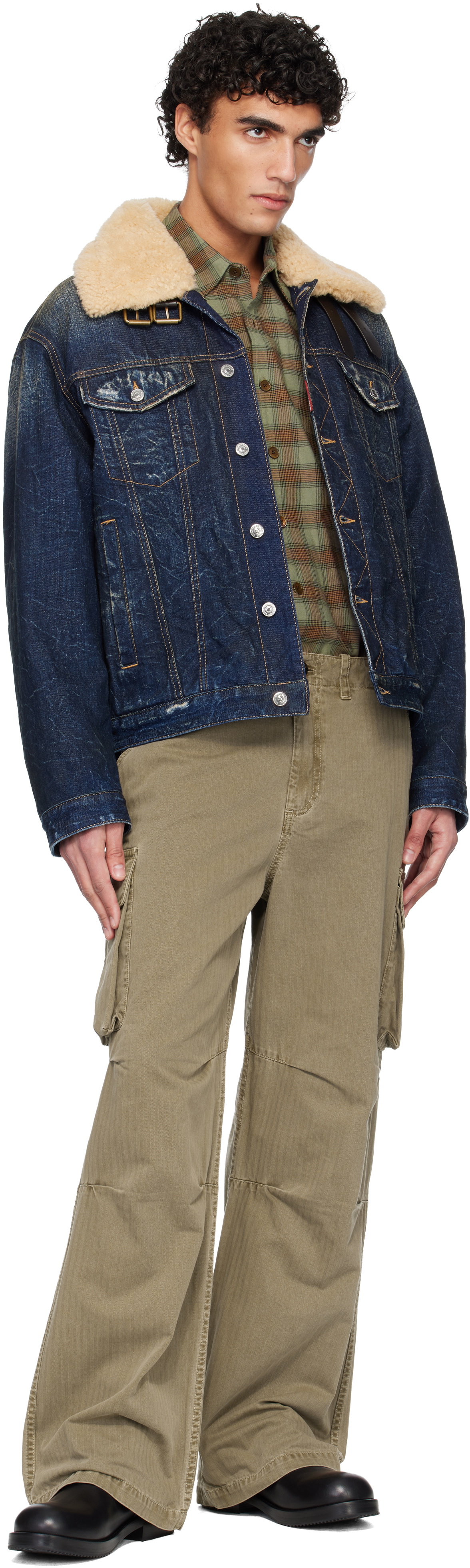Dsquared2 Navy Aviator Denim Jacket