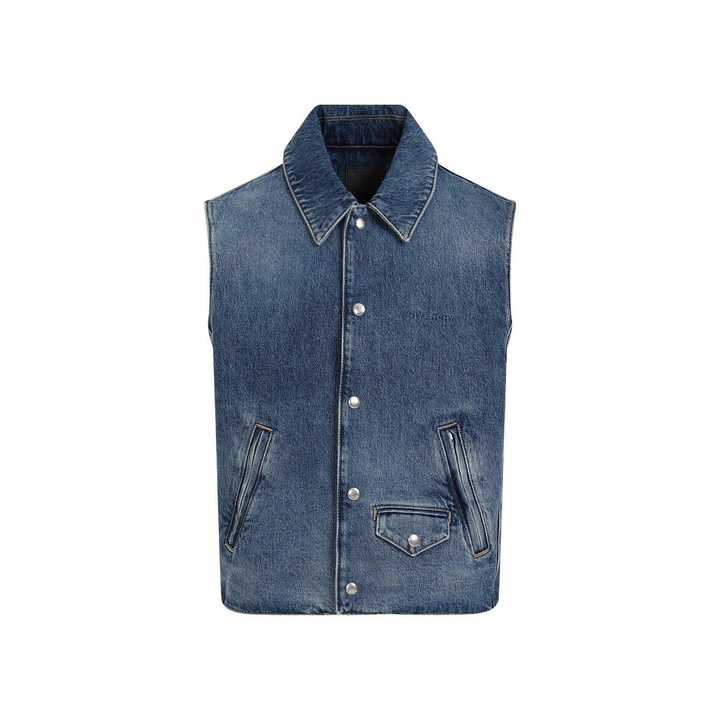 Photo: Givenchy Logo Embroidered Denim Vest