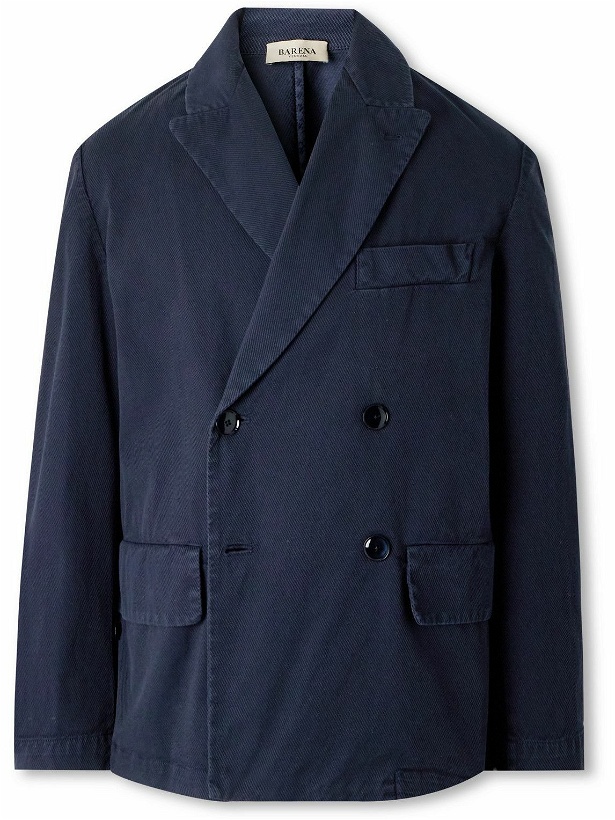 Photo: Barena - Brawler Oversized Double-Breasted Cotton-Blend Whipcord Suit Jacket - Blue