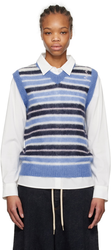 Photo: Marni Blue Brushed Mohair Stripe Vest