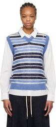 Marni Blue Brushed Mohair Stripe Vest