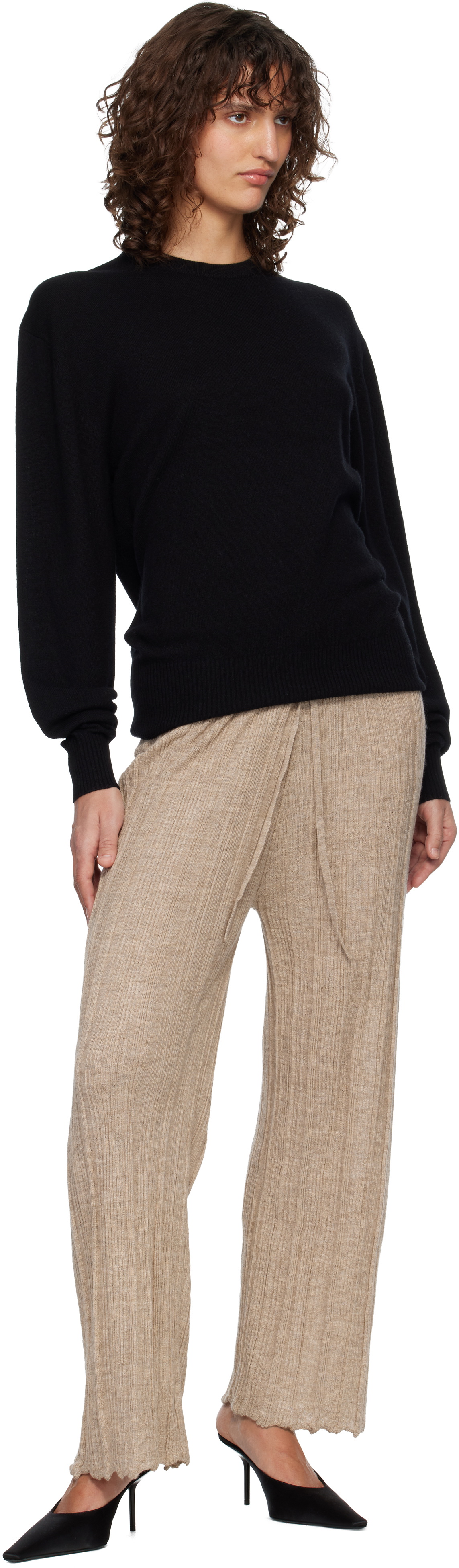 TOTEME Black Classic Cashmere Crew Knit Sweater