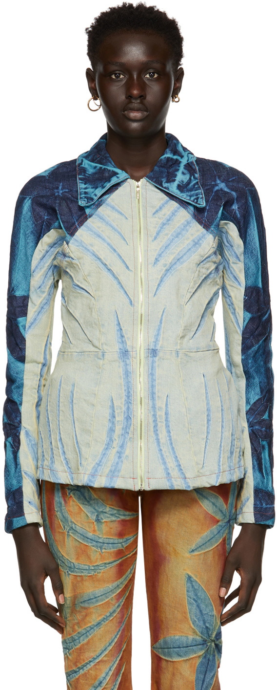 Photo: Masha Popova SSENSE Exclusive Frosty Patchwork Denim Jacket