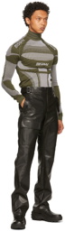 MISBHV Black Vegan Leather Moto Cargo Pants