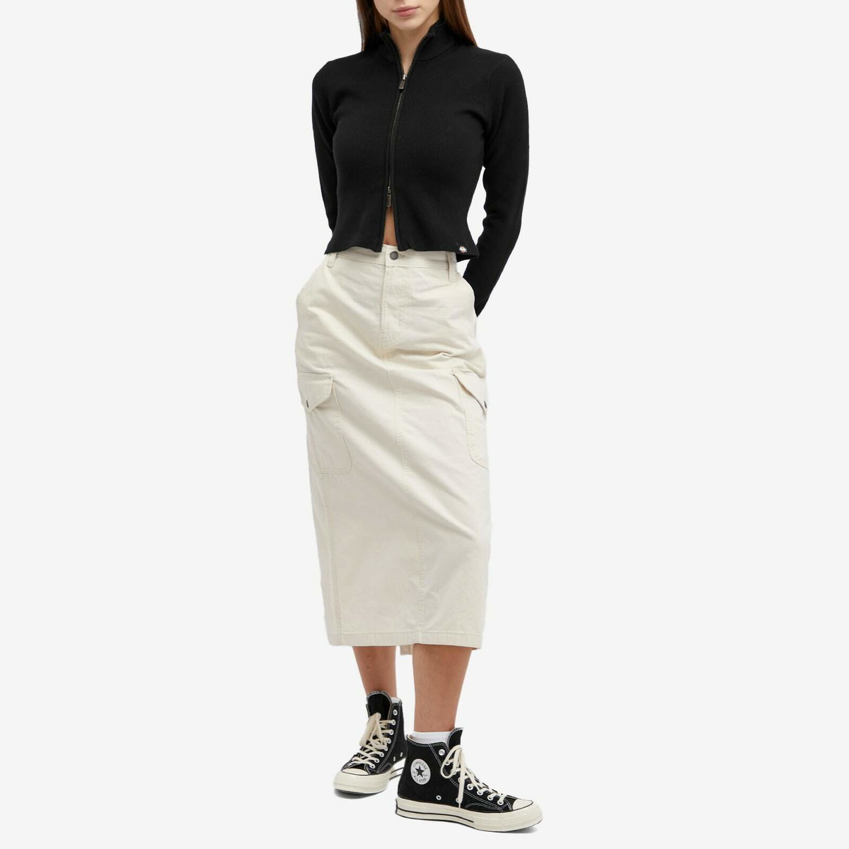 Dickies Women's East Helena Rib Zip Cardigan in Black